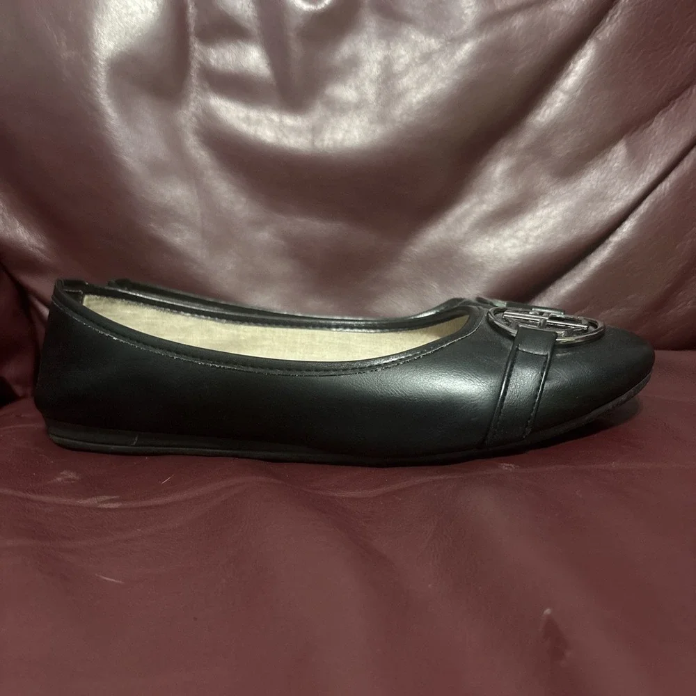 Harborsides Memory Foam Wide‎ Flats Size 9w Black Leather Slip On